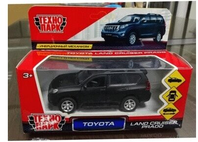 Машина металлическая Toyota prado 12см, цвет чёрный, открывающиеся двери, инерционная - фотография № 3