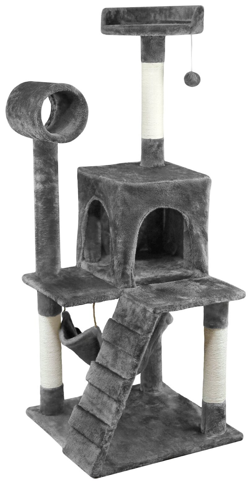 Когтеточка-комплекс для кошек, для котов, для животных, "Не Один Дома" Блэки, черный, 48х48х125 см