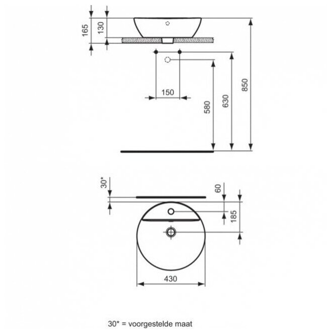 Ideal Standard E804001 CONNECT Sphere Умывальник-чаша 43 см, белый - фотография № 7