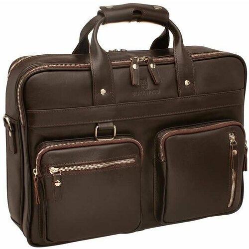 фото Сумка планшет blackwood классическая, натуральная кожа, вмещает а4, внутренний карман, коричневый