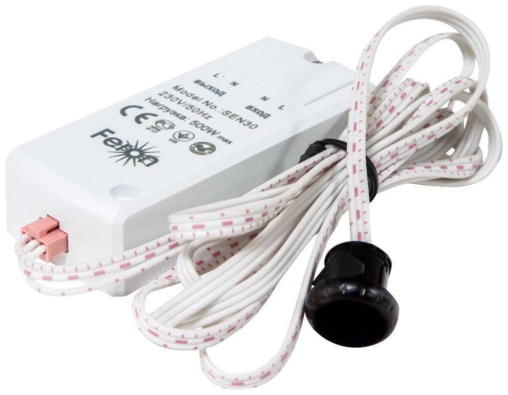 фото Датчик движения Feron 230V 500W 5-8см 30 белый с 1.5м кабелем SEN30