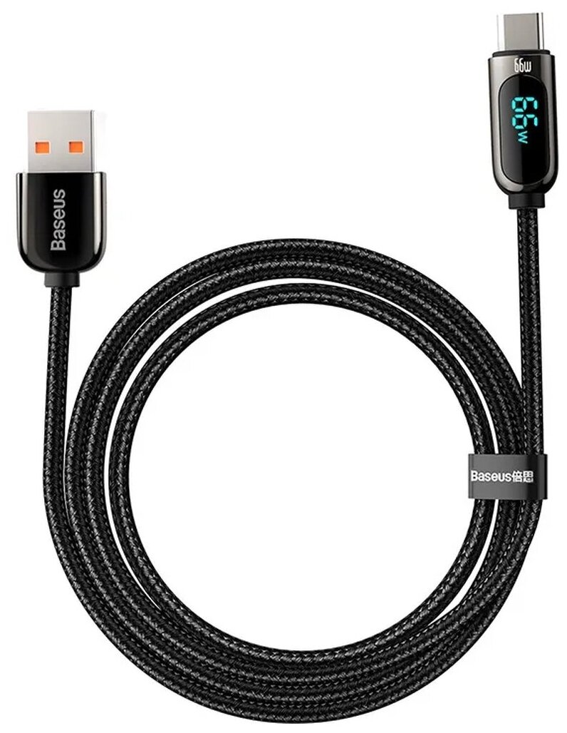 Кабель интерфейсный Baseus USB Type-A 2.0 (m) - USB Type-C (m), Fast Charging, 66W, 1 м, черный - фото №6