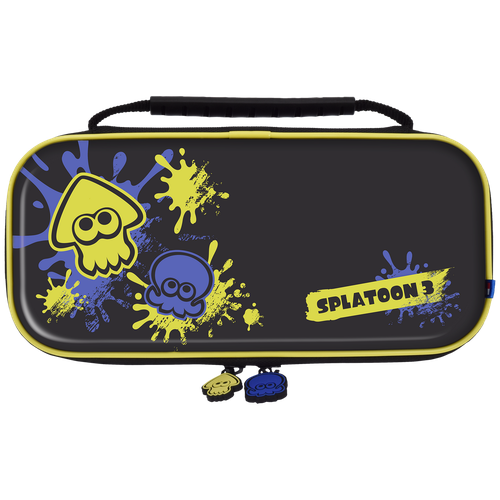 HORI Защитный чехол Premium Vault Case Splatoon 3 для консоли Nintendo Switch (NSW-424U), черный/синий/желтый, 1 шт. animal crossing anime figures cute kawaii animal crossing dream island animal image family portrait set of 16 gifts for children