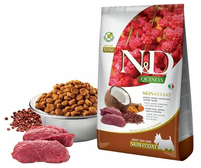 Сухой корм для собак Farmina N&D Quinoa Skin & Coat Mini беззерновой с олениной и киноа 2,5 кг - фото №13