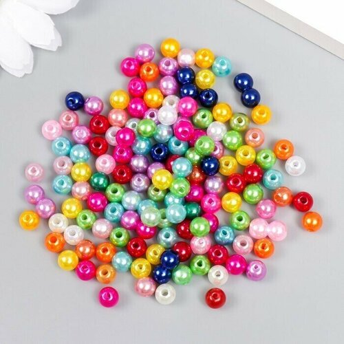 Бусины для творчества пластик Шершавые разноцветные шарики набор 20 гр d-0,6 см