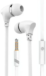 Вакуумные наушники Jack 3.5 Celebrat G3 проводные с микрофоном, белый цвет / плоский кабель / Гарнитура для Айфон и Андроид / джек 3,5