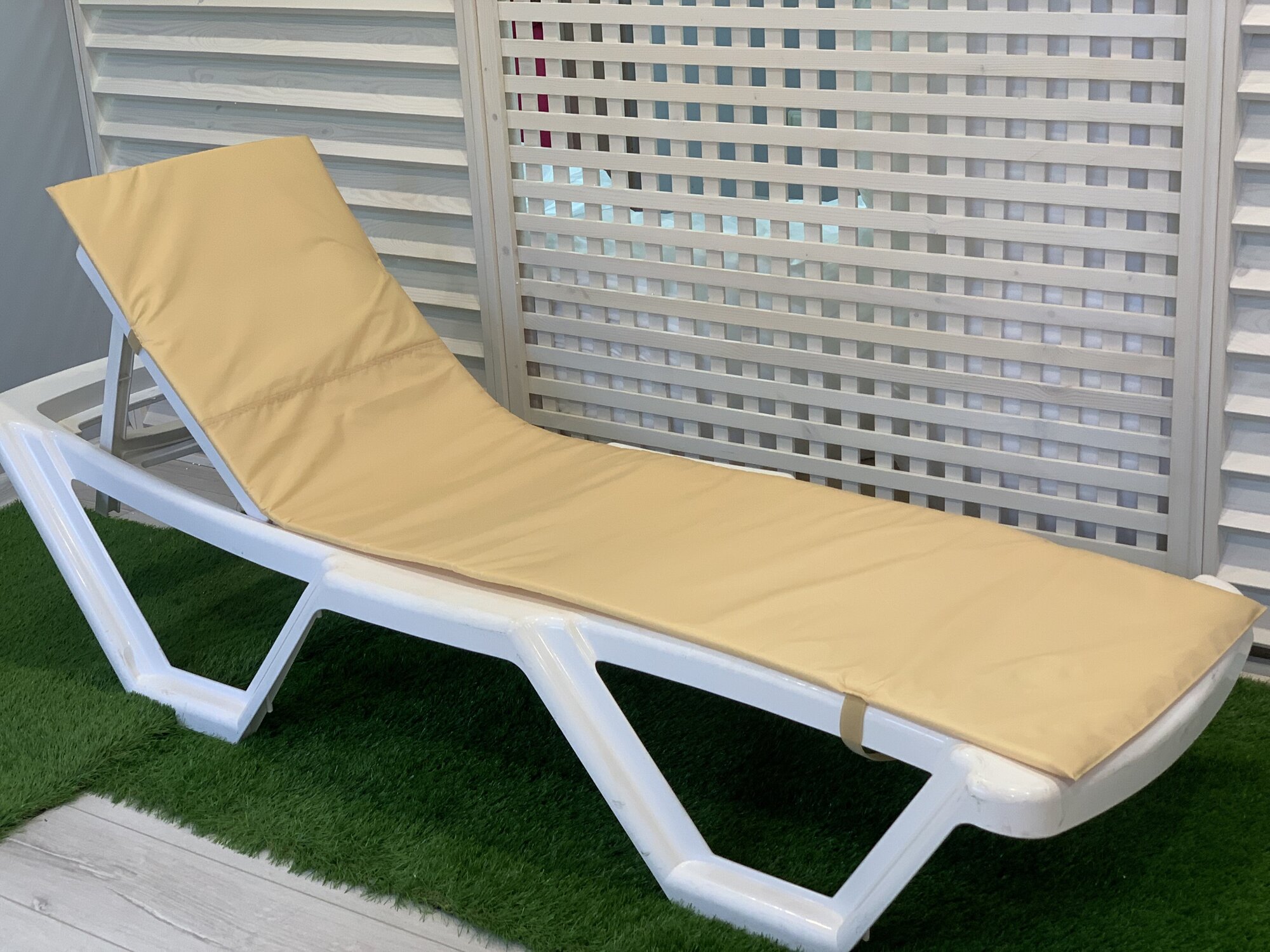 Матрас для шезлонга и лежака имбирный, коврик для пляжа, 180*50*1 см, чудо кресло, непромокаемый, Оксфорд, односекционный - фотография № 5