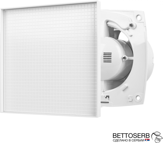 Вентилятор вытяжной бесшумный для ванной/туалета/кухни BETTOSERB с обратным клапаном, c накладкой белая под плитку - фотография № 1