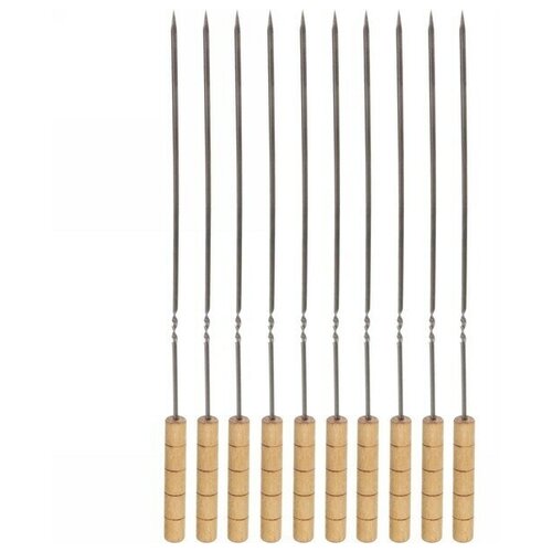 Набор шампуров 10 шт с деревянными ручками, длина 40 см, ширина 5 мм