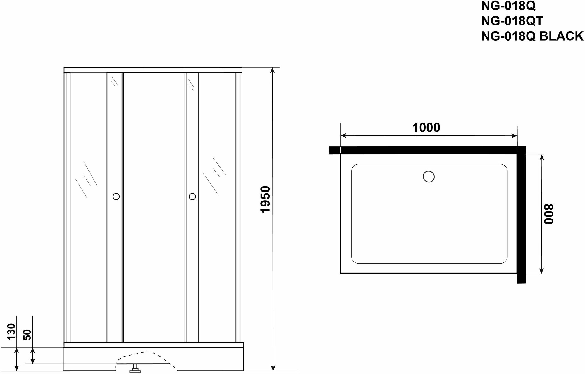 Душевой уголок Niagara NG-018-14Q 100x80см, стекло матовое - фотография № 3