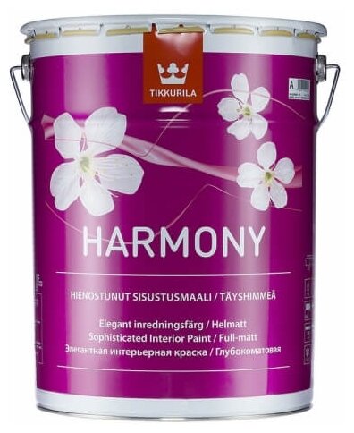 Tikkurila Harmony Краска акрилатная, стойкая к мытью (белый, глубокоматовый, база A, 18 л)