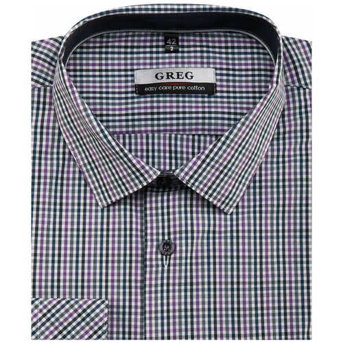 Рубашка мужская длинный рукав GREG S375/231/182/ZN/1p, Прилегающий силуэт / Super Slim fit, цвет Серый, рост 174-184, размер ворота 40
