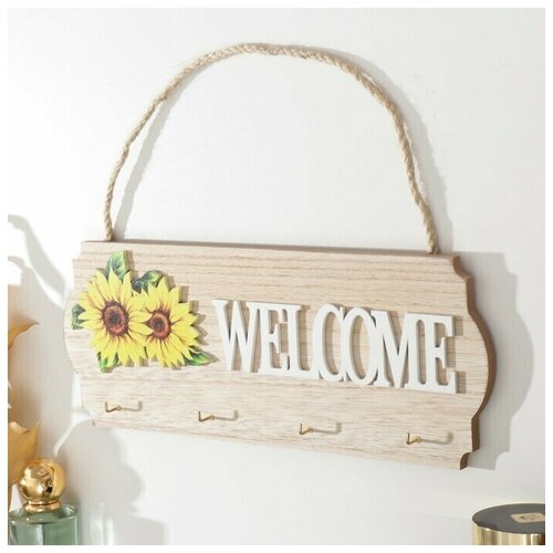 Крючки декоративные дерево Добро пожаловать Подсолнухи 25х295х115 см 621₽