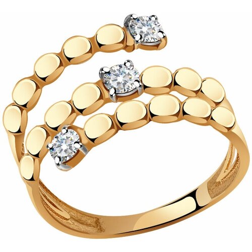фото Золотое кольцо золотые узоры 01-7752 с цирконием diamant-online