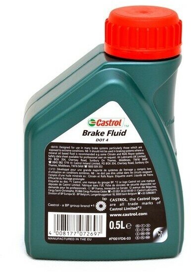 Жидкость тормозная Castrol BRAKE FLUID DOT 4 500мл 15036C - фотография № 6