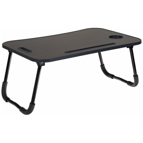 Складной стол с подстаканником BRADEX лайт, 59.5x39.5x26.4 см, мдф, металл, темное дерево, черный TD 0727 стол линц 180х60х78см складной сосна металл