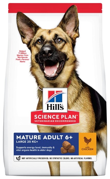 Hill's Science Plan Mature Adult 6+ корм для собак крупных пород старше 6 лет Курица, 12 кг.