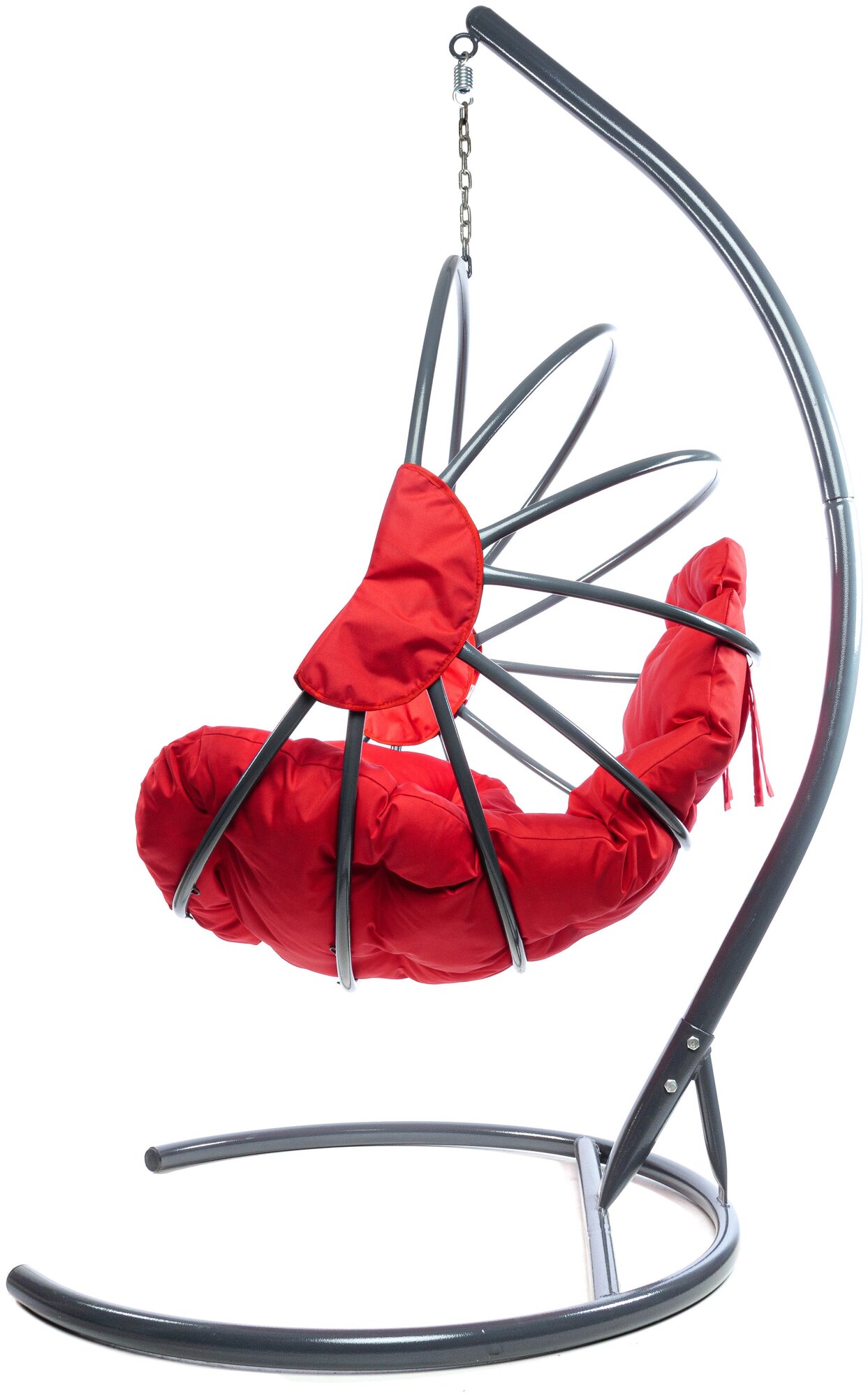 Подвесное кресло M-Group веер, разборный серый, красная подушка - фотография № 4