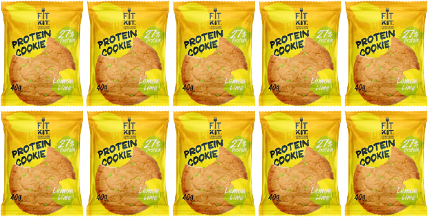 Протеиновое печенье без сахара Fit Kit Protein Cookie, 10шт x 40г (лимон-лайм)