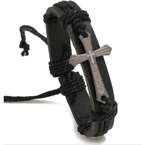 фото Браслет мужской браслет с крестом, 1 шт., черный монинг