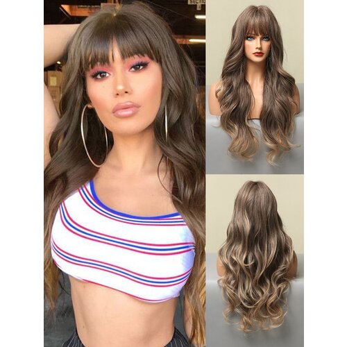 Женский Парик Wiger Длинный вьющийся парик с челкой Искусственный волосы