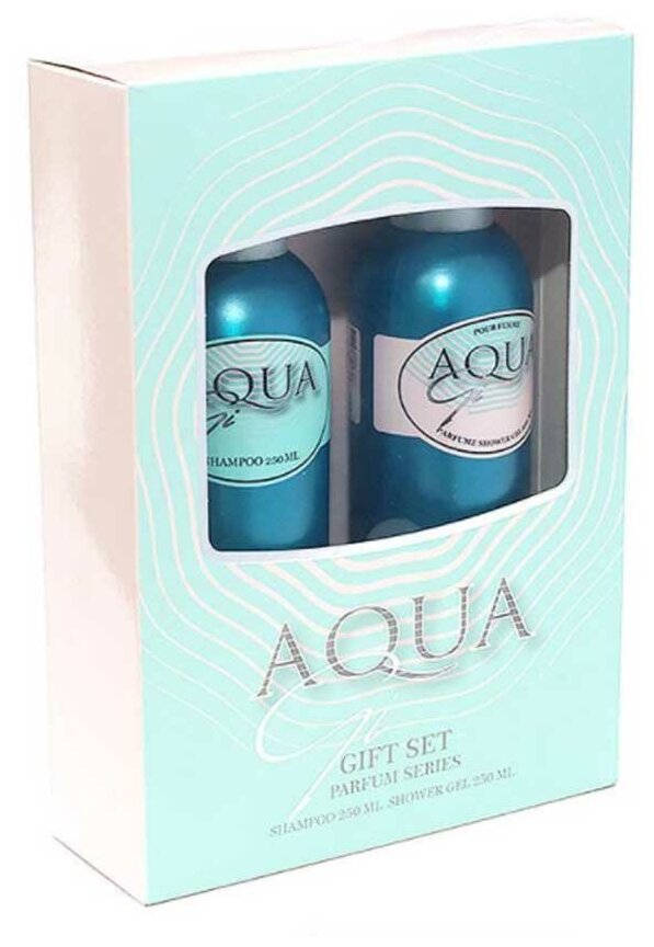 Набор косметический парфюмерный для женщин Aqua Gi (шампунь 250 мл + гель для душа 250 мл)