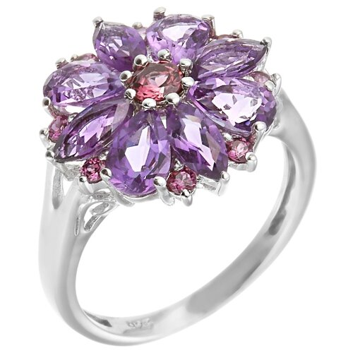фото Element47 кольцо из серебра 925 пробы с аметистами и родолитами usr894_am_rh_wg, размер 16.75