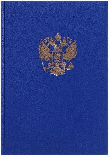 Calligrata Книга учета, 96 листов, обложка бумвинил, блок офсет, клетка, цвет синий, герб (тиснение золотой фольгой)