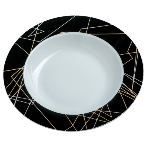 фото Тарелка суповая доляна кассиопея, 300 мл, d=21 см, цвет белый/чёрный доляна 4342143 .