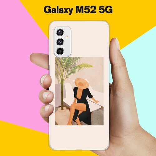 Силиконовый чехол на Samsung Galaxy M52 5G Девушка в черном / для Самсунг Галакси М52
