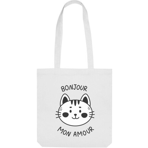 Сумка шоппер Us Basic, белый сумка милый котик с подписью оранжевый