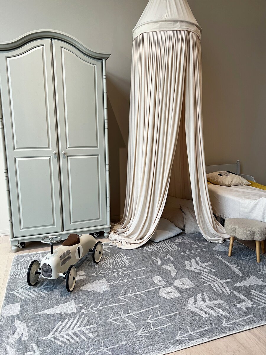 Ковер на пол 160х230 в гостиную в спальню в детскую комнату ковер безворсовый напольный CosyRoom Panorama Forest серый белый современный - фотография № 8