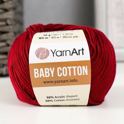 Пряжа YarnArt Baby cotton 50% акрил, 50% хлопок 165 м, 1 шт, 50 г, 428 бордо (9554792)