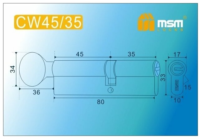 Цилиндровый механизм MSM перфо ключ-вертушка CW80 (45x35) SN (матовый никель)