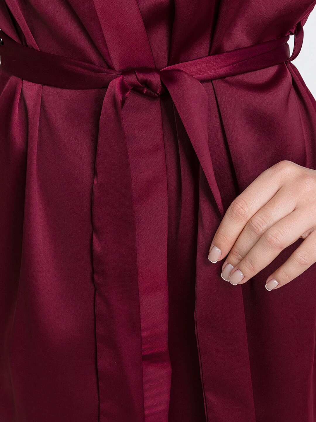 Шелковый халат женский HappyFox, HFSL2529 размер 50, цвет бордо - фотография № 7