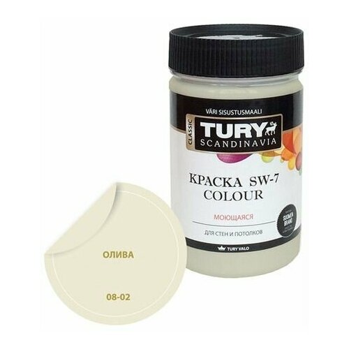 Краска акриловая TURY SW-7 Colour для стен и потолков моющаяся 0,4кг олива, арт.00020015942