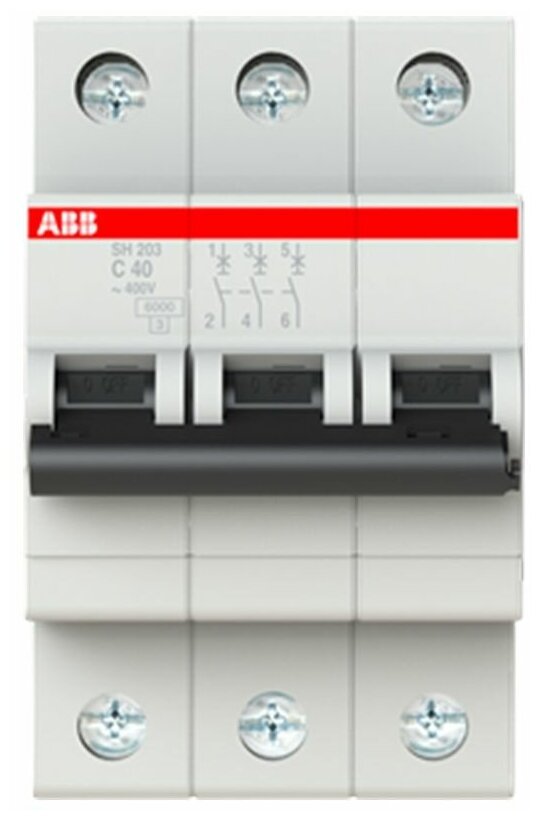 Автоматический выключатель Abb SH200, 3 полюса, 40А, тип C, 6kA