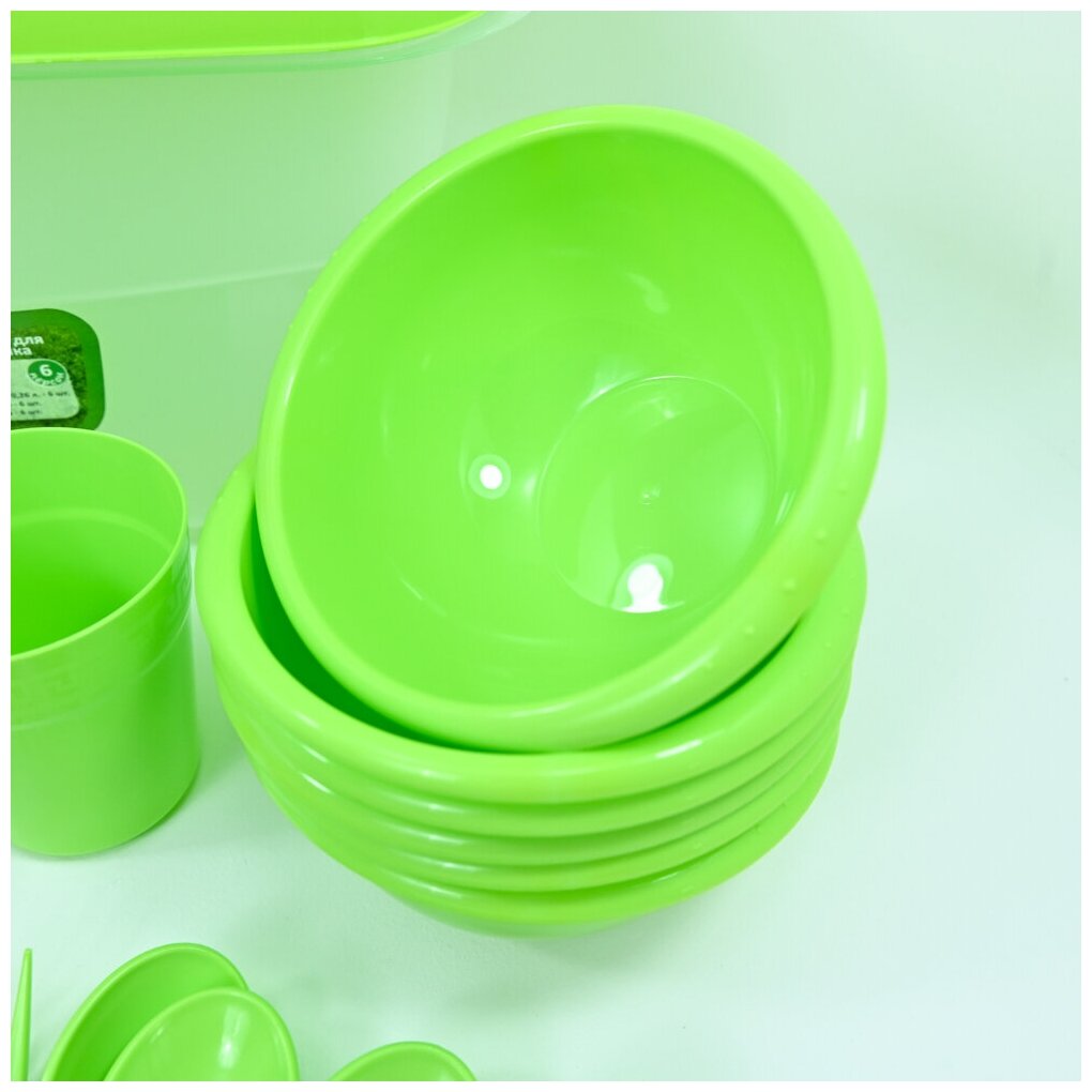 Набор посуды "На лужайке" на 6 персон, цвет салатовый - фотография № 7