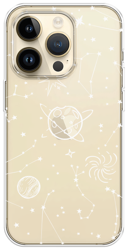 Силиконовый чехол на Apple iPhone 14 Pro / Айфон 14 Про "Планеты в космосе", прозрачный