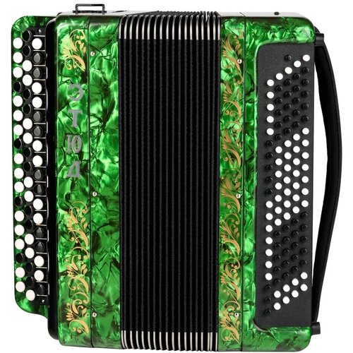 Баян ученический двухголосный Этюд-205М2, 55х100-II, зеленый, Тульская гармонь BN-40-GR