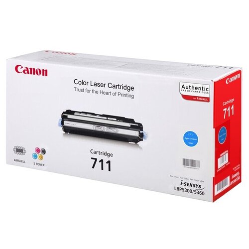 Картридж Canon 711C (1659B002), 6000 стр, голубой картридж c 711 magenta для принтера canon i sensys lbp5300 lbp5360 mf9220cdn mf9280cdn