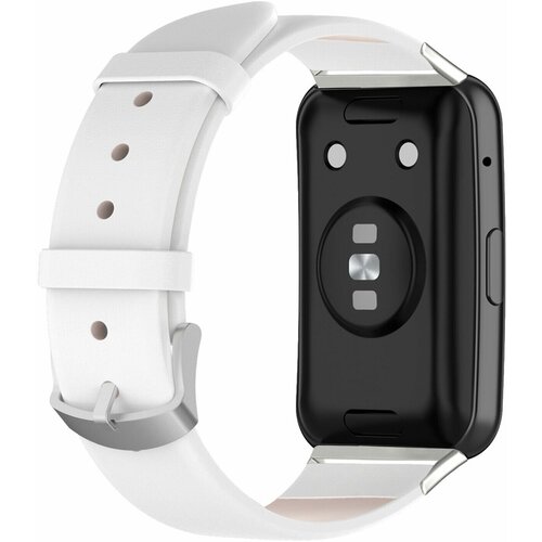 Кожаный ремешок для Huawei Watch Fit TIA-B09 (белый)