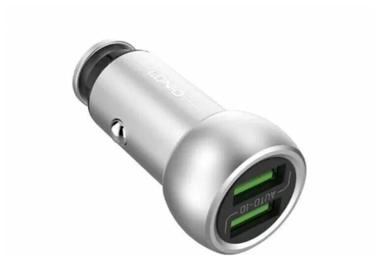 Зарядное устройство автомобильное 5V 3.6A 2 USB F+USB Кабель LIGHTNING