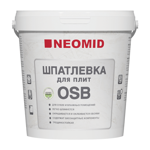 Шпатлевка NEOMID для плит ОSB, белый, 1.3 кг шпатлевка neomid для плит осб 1 3 кг