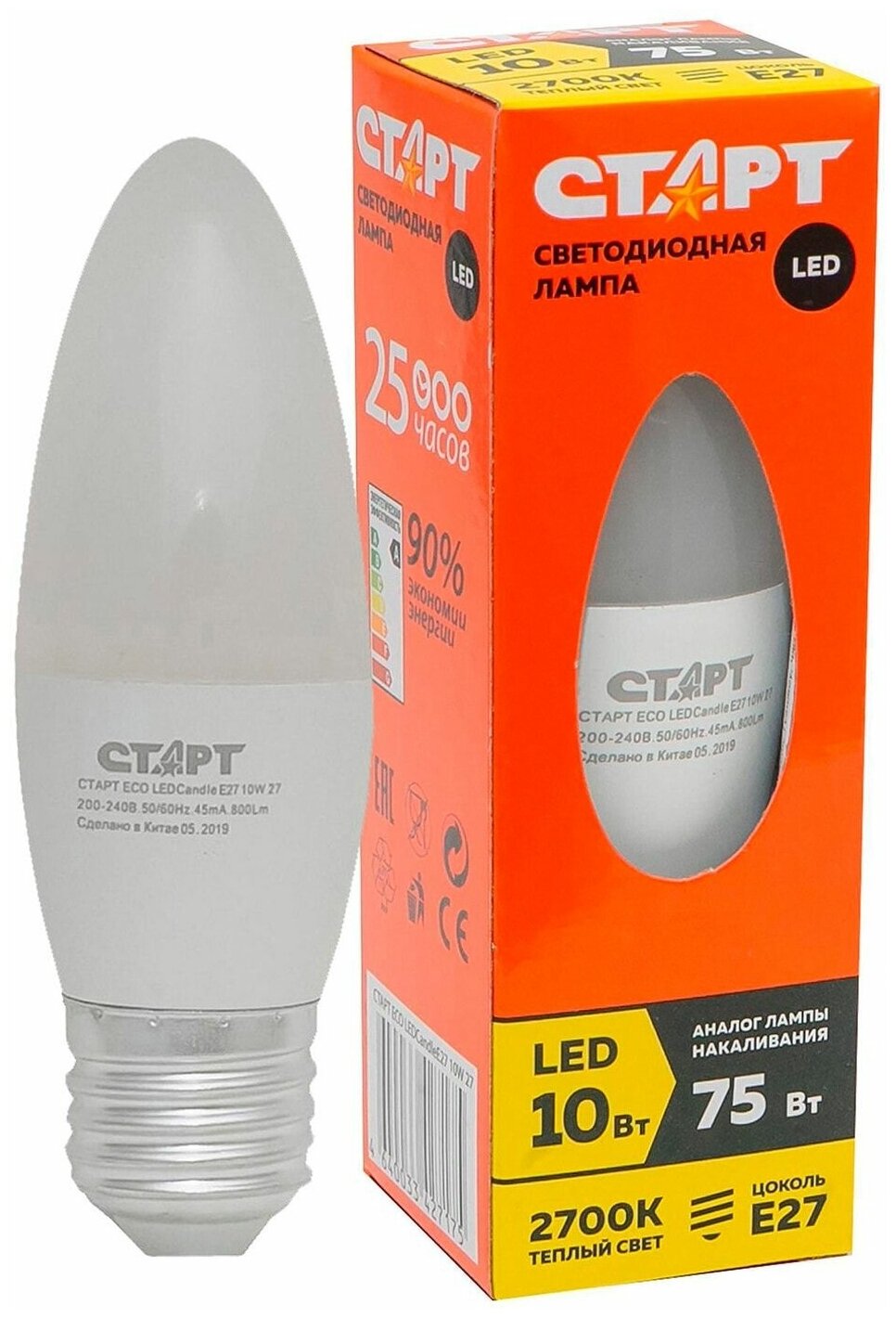 Лампа светодиодная СТАРТ ECO LED Candle E27 10W - фото №1