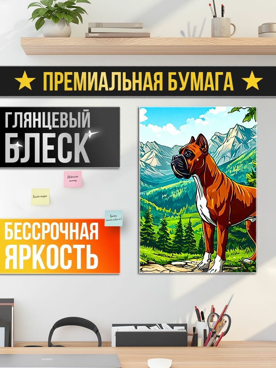 Постер на стену Немецкий боксер в горах — фото 1