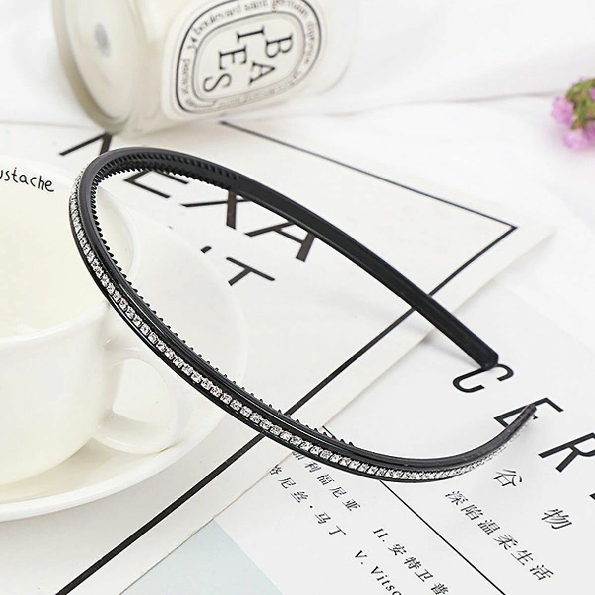 Ободок для волос КНР Фергамо, 0.6 см, цвет черный, пластик (684-0419)