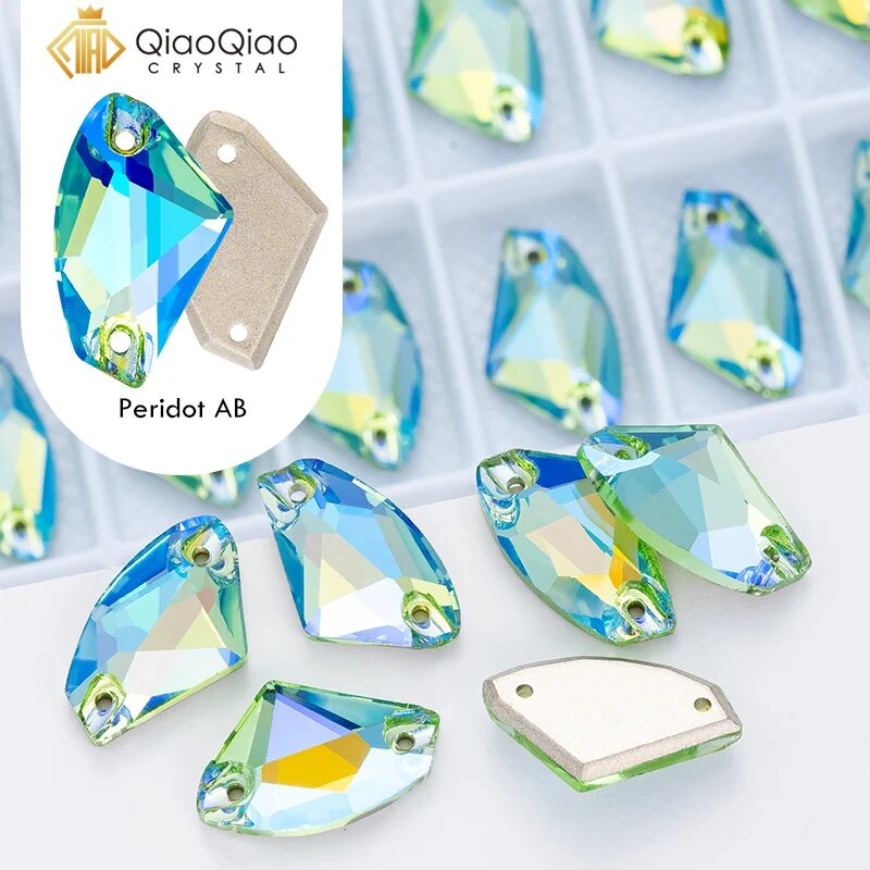 Стразы стеклянные 12x19mm Peridot AB, 24шт
