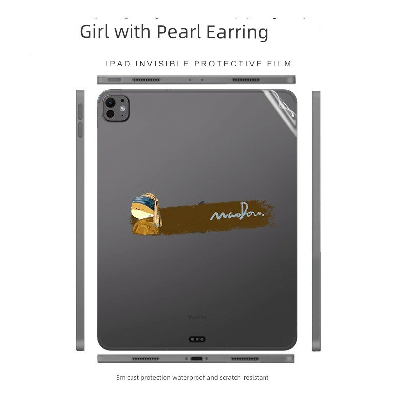 Защитная пленка для iPad Air 8 (2026) 11 дюймов, полное покрытие, 3М прозрачный материал, дизайн Девушка с жемчужными