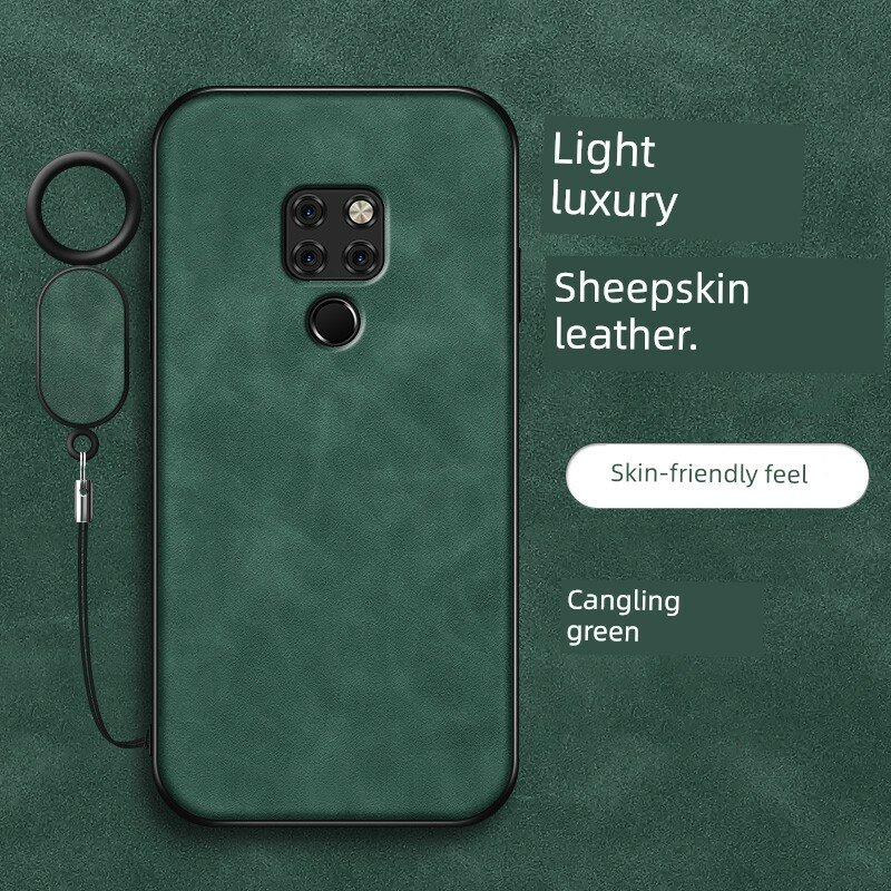 Чехол из овчины для Huawei Mate 20, изумрудный зеленый, с овальным кольцом, узкий, прочная защита